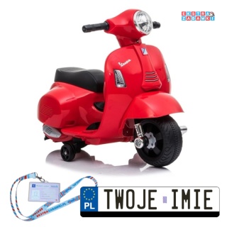 Czerwony Skuter Vespa GTS 300 Mini na akumulator - 1x35W, 6V/4.5Ah, LED - [5346]