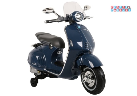 Granatowy Skuter Vespa GTS 300 na akumulator - 2x45W, 12V/4.5Ah, ekoskóra, LED, panel audio - [5353]