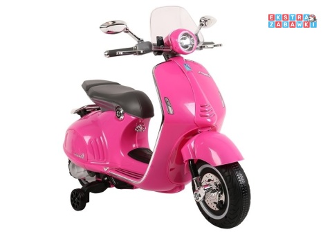 Różowy Skuter Vespa GTS 300 na akumulator - 2x45W, 12V/4.5Ah, ekoskóra, LED, panel audio - [5355]