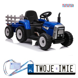 Traktor XMX611 z przyczepką na akumulator - niebieski, 2x45W, pilot, panel audio [5335]