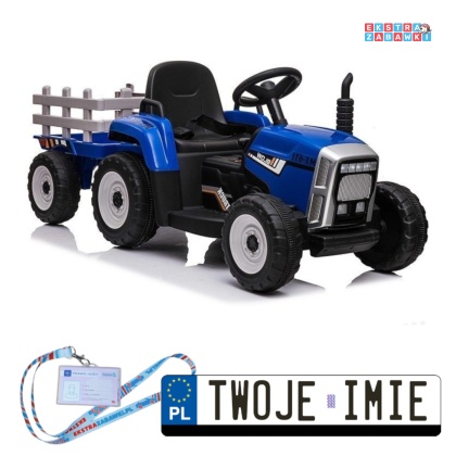 Traktor XMX611 z przyczepką na akumulator - niebieski, 2x45W, pilot, panel audio [5335]