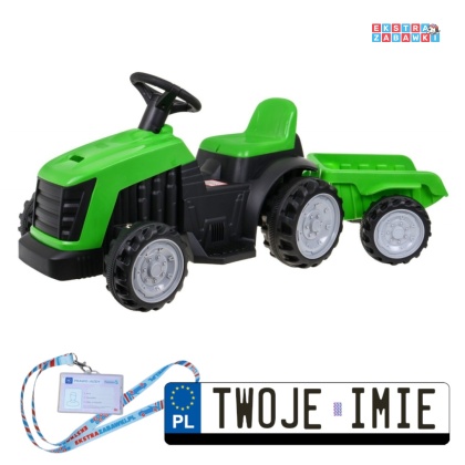 Traktor z przyczepą dla najmłodszych na akumulator - zielony, 1x25W [TR1908T]