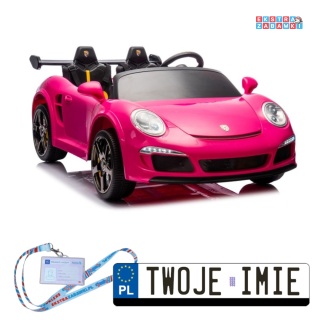 Różowe Auto S322 na akumulator - 4x45W, 24V/7Ah, ekoskóra, EVA, LED, Bluetooth, pilot - [22726]