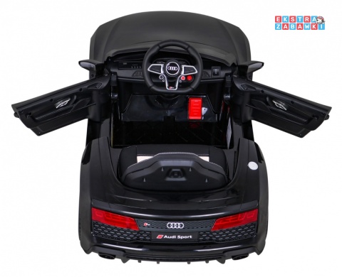 Czarne Audi R8 LIFT na akumulator - 2x35W, 12V/7Ah, ekoskóra, EVA, MP3, LED, pilot - [A300]