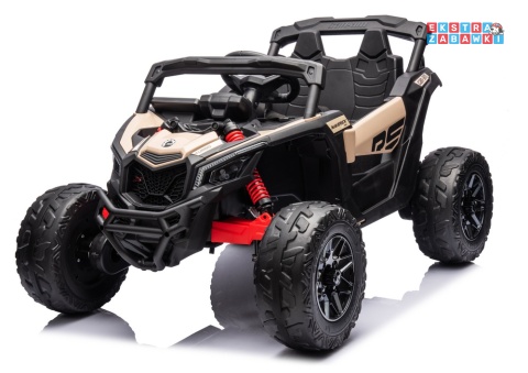 DK-CA003 buggy na akumulator dwuosobowy - beżowy, 2x45W, 12V/7Ah, EVA, LED, ekoskóra, Bluetooth, pilot [20902]