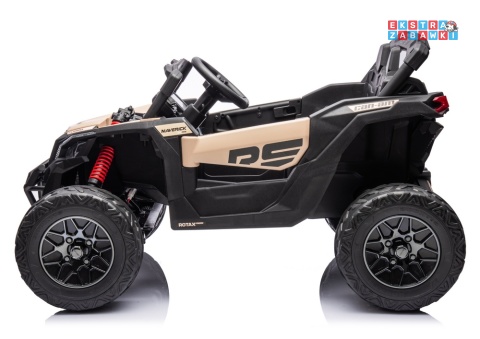 DK-CA003 buggy na akumulator dwuosobowy - beżowy, 2x45W, 12V/7Ah, EVA, LED, ekoskóra, Bluetooth, pilot [20902]