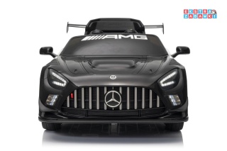 Czarny Mercedes AMG GT3 na akumulator - 2x45W, 12V/4.5Ah, ekoskóra, LED, Bluetooth, pilot - [15908]