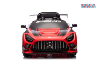 Czerwony Mercedes AMG GT3 na akumulator - 2x45W, 12V/4.5Ah, ekoskóra, LED, Bluetooth, pilot - [15909]