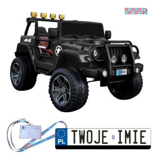 Czarne Auto WXE-1688 Strong na akumulator - 4x90W, 24V/7Ah, Ekoskóra, Koła EVA, LED, MP3, USB - [19530]