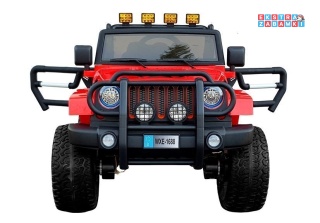 Czerwone Auto WXE-1688 Strong na akumulator - 4x90W, 24V/7Ah, Ekoskóra, Koła EVA, LED, MP3, USB - [19531]