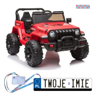 Czerwone Auto CH9956 na akumulator - 2x45W, 12V/10Ah, EVA, ekoskóra, Bluetooth, LED, pilot - [7502]