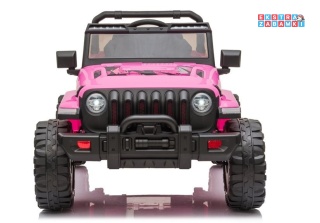 Różowe Auto CH9956 dwuosobowe na akumulator - 2x45W, 12V/10Ah, EVA, ekoskóra, Bluetooth, LED, pilot - [7503]