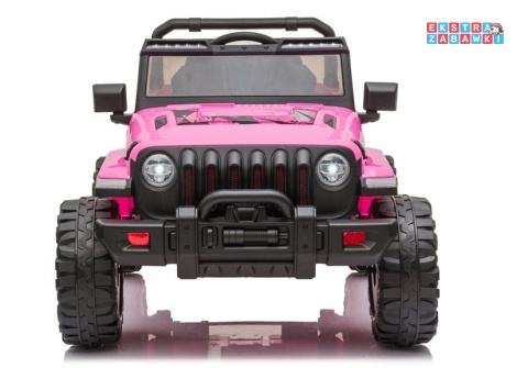 Różowe Auto CH9956 dwuosobowe na akumulator - 2x45W, 12V/10Ah, EVA, ekoskóra, Bluetooth, LED, pilot - [7503]