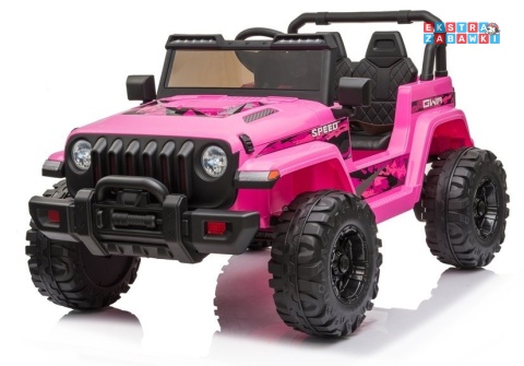 Różowe Auto CH9956 dwuosobowe na akumulator - 2x45W, 12V/10Ah, EVA, ekoskóra, Bluetooth, LED, pilot - [7503]