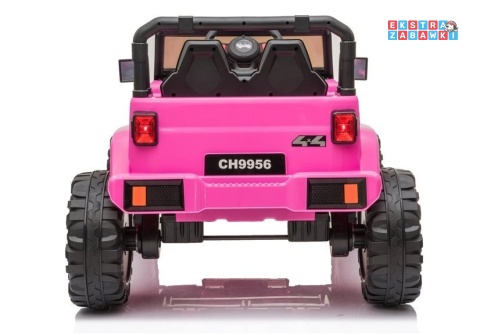 Różowe Auto CH9956 dwuosobowe na akumulator - 2x45W, 12V/10Ah, EVA, ekoskóra, Bluetooth, LED, pilot - [7503]