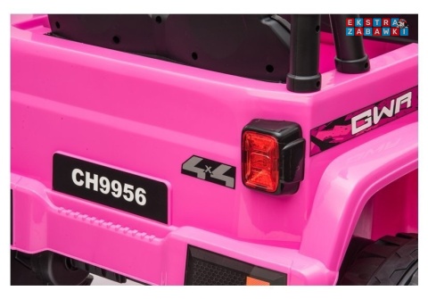Różowe Auto CH9956 dwuosobowe na akumulator - 2x45W, 12V/10Ah, EVA, ekoskóra, Bluetooth, LED, pilot - [7503]