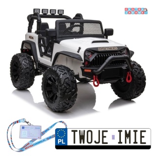 Biały Terenowy JC666 na akumulator - 2x200W, 24V/7Ah, EVA, LED, ekoskóra, Bluetooth, pilot - [6511]