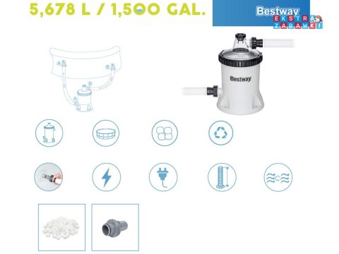 Bestway Pompa filtrująca do basenu 5678 l/h na kulki filtracyjne 58870