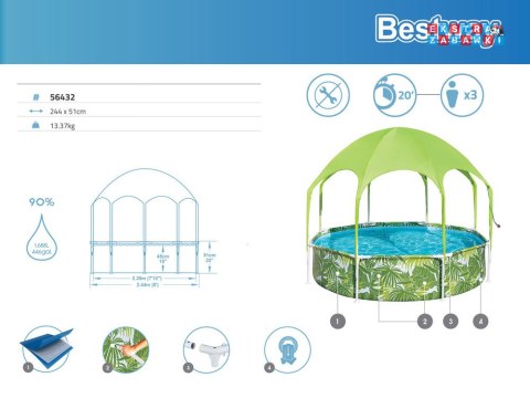 Bestway basen stelażowy z daszkiem 244x51 cm 56432