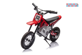 Czerwony Motor Cross A9901 na akumulator - 1x350W, 36V/9Ah, zawieszenie hydrauliczne, opony pompowane, ekoskóra - [20232]
