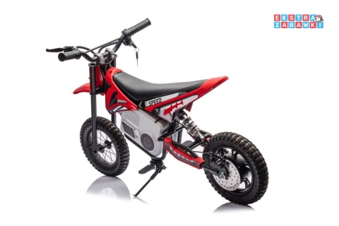 Czerwony Motor Cross A9901 na akumulator - 1x350W, 36V/9Ah, zawieszenie hydrauliczne, opony pompowane, ekoskóra - [20232]