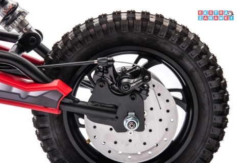Czerwony Motor Cross A9901 na akumulator - 1x350W, 36V/9Ah, zawieszenie hydrauliczne, opony pompowane, ekoskóra - [20232]