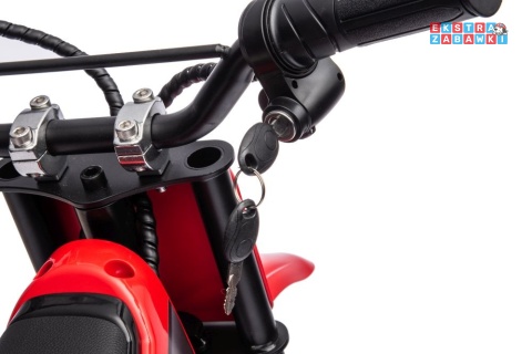 Czerwony Motor Cross A9901 na akumulator - 1x350W, 36V/9Ah, zawieszenie hydrauliczne, opony pompowane, ekoskóra - [20232]