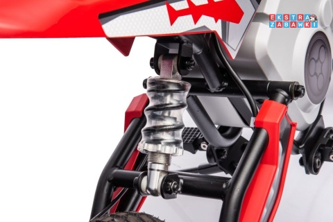 Czerwony Motor Cross A9901 na akumulator - 1x350W, 36V/9Ah, zawieszenie hydrauliczne, opony pompowane, ekoskóra - [20232]