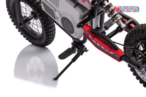 Czerwony Motor Cross A9901 na akumulator - 1x350W, 36V/9Ah, zawieszenie hydrauliczne, opony pompowane, ekoskóra - [20232]