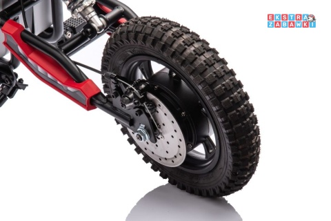 Czerwony Motor Cross A9901 na akumulator - 1x350W, 36V/9Ah, zawieszenie hydrauliczne, opony pompowane, ekoskóra - [20232]