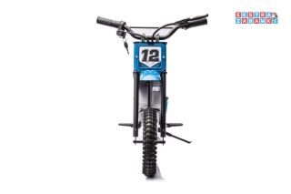 Niebieski Motor Cross A9901 na akumulator - 1x350W, 36V/9Ah, zawieszenie hydrauliczne, opony pompowane, ekoskóra - [20230]