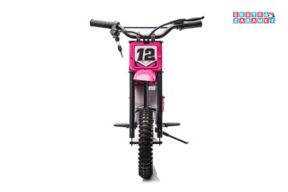 Różowy Motor Cross A9901 na akumulator - 1x350W, 36V/9Ah, zawieszenie hydrauliczne, opony pompowane, ekoskóra - [20234]