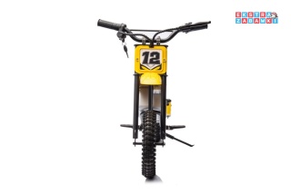 Żółty Motor Cross A9901 na akumulator - 1x350W, 36V/9Ah, zawieszenie hydrauliczne, opony pompowane, ekoskóra - [20236]