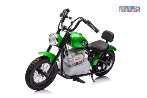 Zielony Motor A9902 na akumulator - 1x350W, 36V/9Ah, pompowane opony, hamulec tarczowy, ekoskóra, kluczyki, LED - [19928]