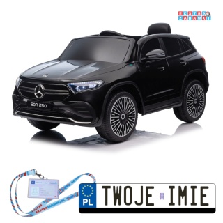 Czarny Mercedes Benz EQA 250 na akumulator - 4x35W, 12V/10Ah, ekoskóra, EVA, LED, Bluetooth, pilot - [XMX-625]