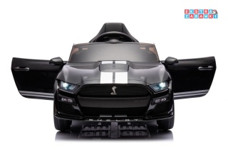 Czarny Ford Mustang GT500 Shelby na akumulator - 2x35W, 12V/7Ah, EVA, LED, ekoskóra, Bluetooth, pilot - [19526]