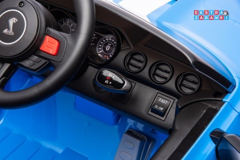 Niebieski Ford Mustang GT500 Shelby na akumulator - 2x35W, 12V/7Ah, EVA, LED, ekoskóra, Bluetooth, pilot - [19528]