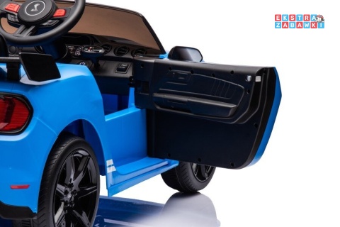 Niebieski Ford Mustang GT500 Shelby na akumulator - 2x35W, 12V/7Ah, EVA, LED, ekoskóra, Bluetooth, pilot - [19528]
