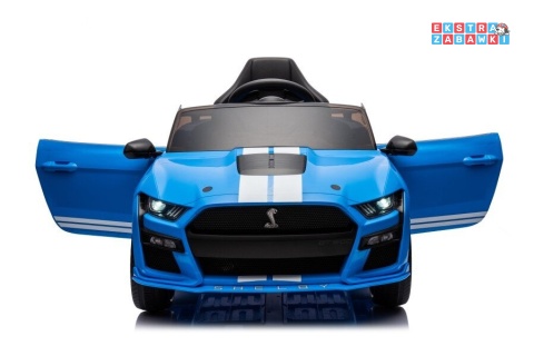 Niebieski Ford Mustang GT500 Shelby na akumulator - 2x35W, 12V/7Ah, EVA, LED, ekoskóra, Bluetooth, pilot - [19528]