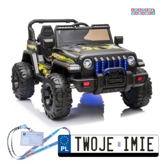 Czarne Auto CH9956 na akumulator - 2x45W, 12V/10Ah, EVA, ekoskóra, Bluetooth, LED, pilot - [7505]
