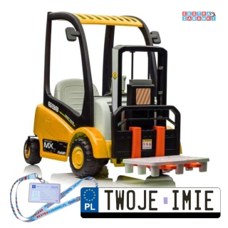 [19916] Wózek widłowy XMX638 na akumulator 2x45W 12V/7Ah ruchome widły ekoskóra Bluetooth EVA pilot - żółty