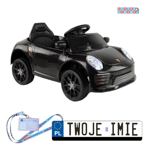 Czarne Auto WMT-666 na akumulator - 2x45W, 12V/4.5Ah, pasy LED, panel muzyczny, otwierane drzwi, pilot - [15133]