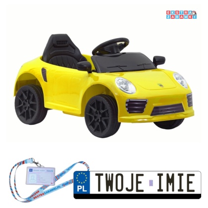 [15134] Auto WMT-666 na akumulator 2x45W 12V/4.5Ah otwierane drzwi pasy LED panel muzyczny pilot - żółty
