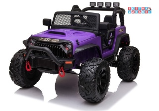 Fioletowy Terenowy JC666 na akumulator - 2x200W, 24V/7Ah, EVA, LED, ekoskóra, Bluetooth, pilot - [7488]