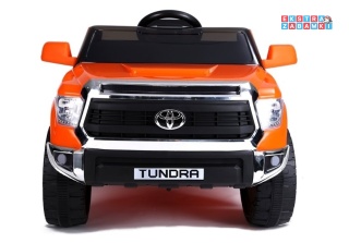 Pomarańczowa Toyota Tundra na akumulator - 2x45W, 12V/7Ah, EVA, LED, ekoskóra, otwierana paka, pilot - [4427]