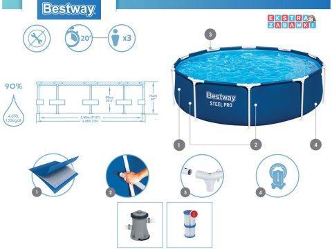 Bestway Basen stelażowy 305cm x 76cm 8w1 56679