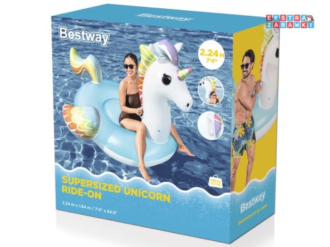 Bestway Dmuchany materac do pływania z uchwytami JEDNOROŻEC 224x164cm 41113
