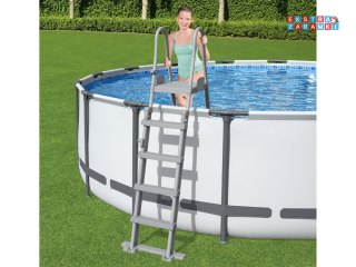 Bestway Drabinka do basenu 132cm - bezpieczna antypoślizgowa metalowa 58332