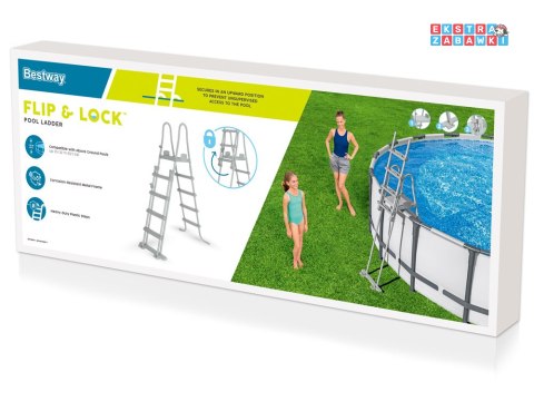 Bestway Drabinka do basenu 132cm - bezpieczna antypoślizgowa metalowa 58332