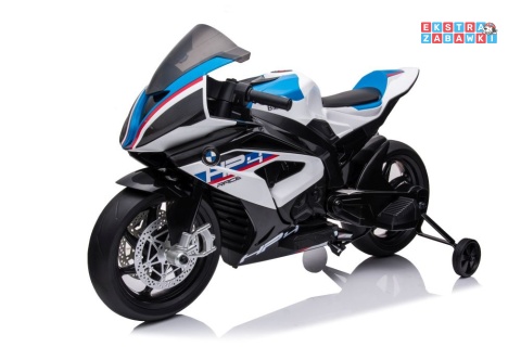 Biały Motor BMW HP4 Race JT5001 na akumulator - 2x45W, 12V/7Ah, EVA, LED, ekoskóra, panel muzyczny - [10563]
